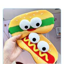 有趣的汉堡印花可调节遮光眼罩，便携式旅行头带，二合一，适合女性 - 彩色 - 查看 8