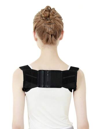 1 pieza Sostén deportivo negro, hombro abierto, mejora la postura, enderezamiento de espalda, cómodo y transpirable