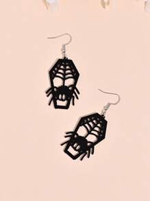 1 paar gotische donkere stijl doodskist & spin hanger oorbellen voor vrouwen, punk spinnenweb holle oorbellen voor Halloweenfeest