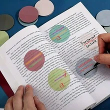 400pcs Morandi Color Round Transparent Memo Pads - Light Green, Blue, Purple And Pink, Suitable For Office, School And Stationery Items