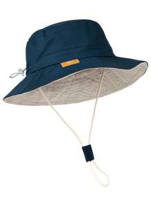 1pc Baby Sun Hat For Boys Girls Toddler Sun Protection Beach Hat - Navy Blue - View 3