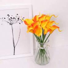 10 件仿真马蹄莲乳胶花，真实触感，DIY 婚礼花束派对家居装饰（纯白色）