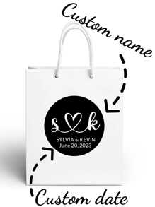 1pc Customized Name Date Gift Bag, Personalized Heart Shape Text Wedding Party Gift Packaging Bag With Customized Name And Date - White - View 8