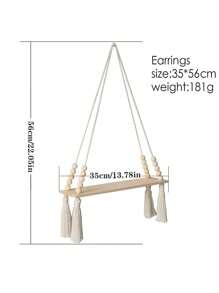 1 pieza Estante colgante decorativo tejido a mano de estilo bohemio para la pared, estante de almacenamiento montado en la pared