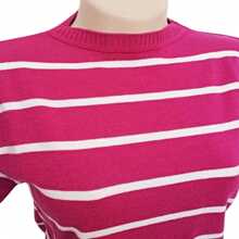 Striped Modal Blouse Short Sleeve Old Money Style Women's Fashion Spring Summer - 紫紅色與白色 - 查看 3