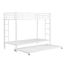 Bunk Bed, Iron Bed 90*200cm With Additional Trundle Bed, Space-Saving Metal Loft Bed, Modern Children's Bed For Rooms And Children's Rooms