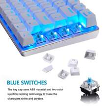 ZIYOU LANG Wired Gaming Keyboard And Mouse Combo,Blue LED Backlit Mechanical Keyboard,12K DPI RGB Ultralight Gaming Mouse,Gaming Mouse Pad For PC Gamer(Macaron Green) - 白色青軸藍光 - 查看 3