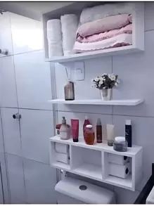 Bathroom Shelf And Niche Kit 50CM - 3 Piece Kit - trắng - Xem 1