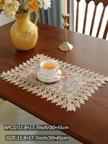 1 件 100% 涤纶桌旗，优雅刺绣，蕾丝花边，厨房餐桌装饰，餐垫，野餐垫，礼品，梳妆台电视柜防尘罩，家居装饰，家庭聚会，节日装饰，室内外，房间装饰，花园派对，婚礼装饰，多种尺寸可选 - 彩色 - 查看 10