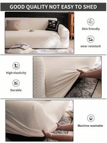 1pc Jacquard Solid Color Elastic Full Wrapped Sofa Cover, Minimalist Style Pet Friendly Anti-Slip Anti-Dirty Anti-Scratch, Suitable For All Season Spring Summer Autumn Winter, Machine Washable, Decorative For Holiday And New Home