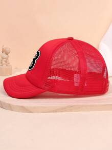 1pc Kids A-Z Letter Design Mesh Snapback Trucker Hat, Sun Protection Outdoor Headwear, Suitable For Spring/Summer, Holiday Gift