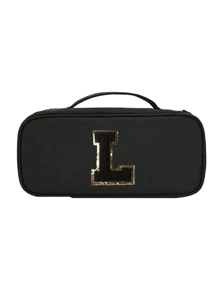 Multi Functional Travel Storage Bag, Black Towel Embroidered Letters A-Z, Carrying Pouch Bag For Travel Essentials, Can Store Power, Digital Accessories, Phone Earphones, Charging Makeup Bag, Mouse Data Cable, Easy To Carry When Going Out, Gifts For Loved Ones, Elders, Anniversary Gifts, Graduation Gifts, Travel Accessories(Zipper Random) - Black - View 23