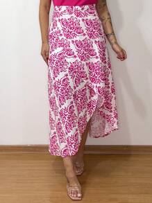 Women's Wrap Skirt With Viscose Lining - Rosa vieja - Ver 1