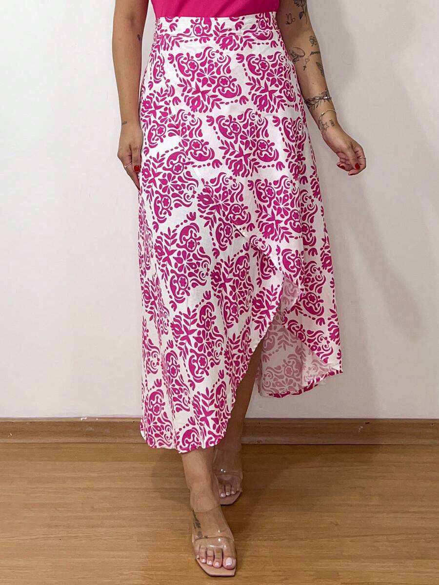 Women's Wrap Skirt With Viscose Lining - Rosa vieja - Ver 1