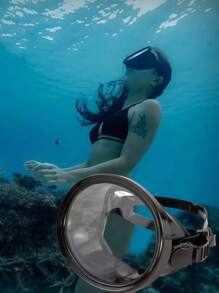 1pc Stainless Steel Oval Classic Rubber Diving Snorkel Mask For Fishing, Snorkeling, Free Diving, Tempered Glass Oval Anti-Fog Adult Diving Mask