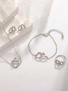 1 Set Youth Style Butterfly Minimalist Necklace, Earrings, Bracelet, Ring Jewelry Set - Multicolor - View 10