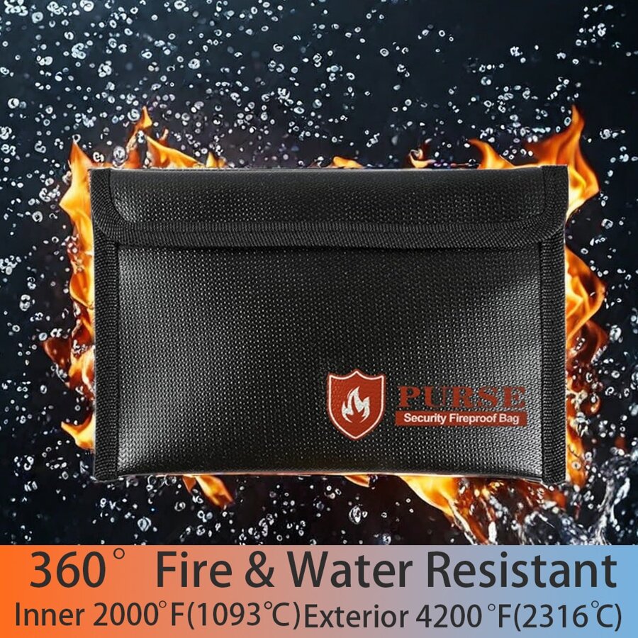 Multi-Purpose Fire & Water Resistant Bag - 4200 °F Insulated Cash Flame Resistant Bag With Zipper And Reflective Strips, Waterproof Document Pouch, Valuables Fire Resistant Bag, Back To School, School Supplies