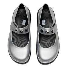 Crocs 男女通用雪屋金属玛丽珍户外沙滩浴室休闲拖鞋 210437-040 - 黑色-銀色 - 查看 6