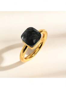 1 件奢华蘑菇不规则形状方形铜戒指，镶嵌锆石和绿宝石，适合情人节、婚礼、母亲节、约会之夜的礼物