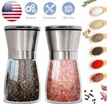 Salt Pepper Grinder Stainless Steel Glass Shaker Adjustable Mill Coarse Tool NEW - Silver - View 2