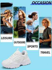 Sporty Front Chunky Sneakers For Women,Colorblock Leather Lace-Up Shoes Women Boots Women Lightweight Breathable Sneakers Women Shoes Outdoor Sports Shoes For Women Running Shoes Comfortable Casual Shoes For Women