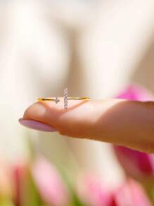 T 形可调节 925 纯银戒指，简约设计，完美的母亲节礼物，适合女性日常佩戴