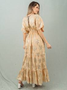 Long Boho Embroidered Lace Dress 6010 - Crema - Ver 3