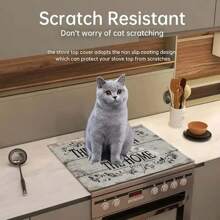 1pc Durable Polyester Gas Cooktop Panel Protector, The Kitchen Is The Heart Of The Home Wood Grain Design - Heat & Scratch Resistant, Easy To Clean - Fits Any Kitchen, Stovetop Protector