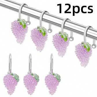 12pcs Amethyst Grape-Shaped Decorative Shower Curtain Hooks. Featuring Waterproof And Rust-Resistant Metal Rings For Easy And Secure Installation. Ideal For Bathroom, Bedroom, And Kitchen Decor. Create Personalized Christmas Gifts-Perfect As Temporary Presents Or Festive Decorations. Discover Creative Inspiration, Handmade Christmas Cards, Popular Gift Recommendations, And Curated Holiday Gifts.