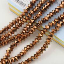 95pcs 6mm Crystal Glass Middle Hole Saucer Beads, Electroplated Colorful DIY Accessories For Shoes, Clothing, Hats, Phone Chains, Jewelry Making