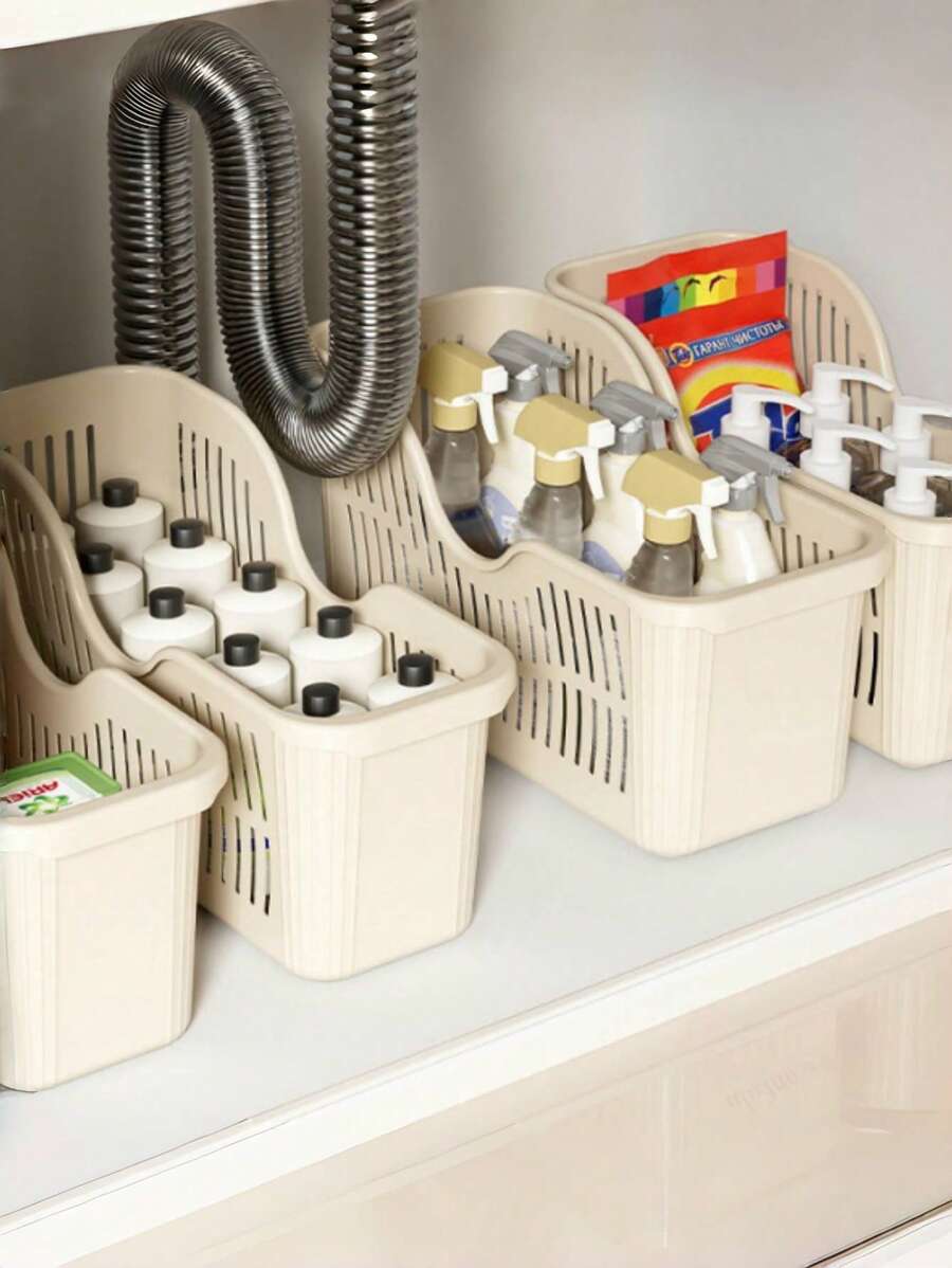 3pcs Household Kitchen Pot Storage Condiments Sundry Storage Basket Pot Lid Storage Basket Cabinet Desktop Storage Shelf Suitable For Kitchen Storage Organizer Living Room Storage Bathroom Storage - Multicolor - View 1