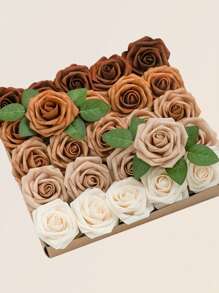 25 piezas de flores artificiales con aspecto real, rosas de espuma antigua con tallos para manualidades, ramos de boda, centros de mesa de baby shower, arreglos florales, decoración de mesas de fiesta y decoración del hogar