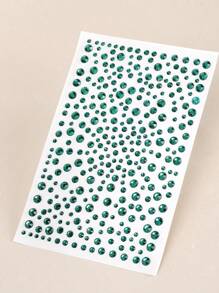 1pc Multi-Size Green 3D Faux Gem Face Jewels Stickers, DIY Music Festival Y2K Makeup Costume Party Facial Gems Decor