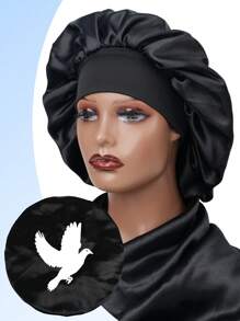 1PC Women's Print Satin Hair Bonnet Wide Brim Hat Sleep Night Caps For Wig And Hair Protection - Black - View 29