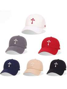 1pc Men's Baseball Cap, New Cross & CATG Letter 3D Embroidery Colorblock Design, Casual Fashion Versatile Curved Brim Sun Hat For Outdoor Sports, Riding, Vacation, Suitable For Daily Wear