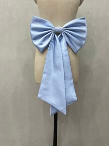 1件裝 玫瑰紅緞面單層後蝴蝶結 39cm+ 長緞帶 55cm 腰部布料裝飾配件 - 彩色 - 查看 22