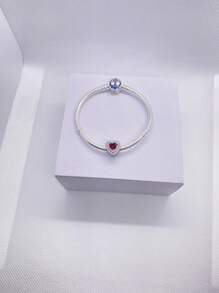 1 pièce 2025 Nouveau bracelet de mode haut de gamme pour femmes DIY meilleures . Bracelet à perles avec bouton strass et charms cœur rouges brillants. Convient pour un port quotidien, idéal pour la Saint-Valentin, la Fête des Mères, les fêtes entre dames, un cadeau d'amour romantique, un bracelet à breloques