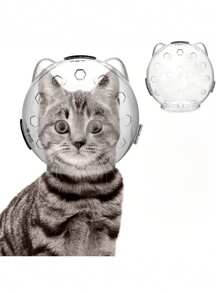 Casco para gatos, anti-lamer, anti-arañar, anti-morder, cono para gatos transpirable, protector de cabeza tipo collar para baño, recorte de uñas, prevenir arañazos y mordeduras, casco de astronauta para mascotas, mantiene a los gatos alejados de morder