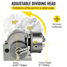 Dividing Head BS-1 Dividing Head Set 6\" 3-Jaw Chuck Semi Universal Milling Set With 6\" Chuck+Tailstock+Dividing Plates For Milling Grinding Drilling Machine - 6" With 6" Chuck Tailstock Dividing Plates - View 4