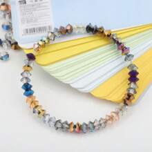 95pcs 6mm Crystal Glass Middle Hole Saucer Beads, Electroplated Colorful DIY Accessories For Shoes, Clothing, Hats, Phone Chains, Jewelry Making