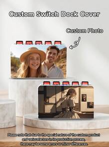 Ayotu Switch Dock 保护壳，兼容 Switch OLED/Switch NS 扩展坞，定制外壳防止划伤，可容纳 5 张游戏卡以避免丢失，游戏机配件，保护套，游戏玩家的最佳礼物，可与家人、宠物、情侣、偶像漫画照片一起定制，适合送给游戏玩家、朋友和家人的礼物 - 彩色 - 查看 3