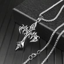 Men's Retro Fiery Cross Pendant Necklace With Fashionable And Cool Design, Suitable For Both Men And Women. Classic Jewelry, Clothing Accessories, Holiday Gifts