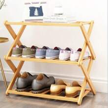 Nordic Style Bamboo Shoe Rack & Plant Stand, 2/3/4-Tier X-Shaped Frame Design,Ideal For Balcony/Living Room/Dorm/Entryway | Moisture-Resistant Home Storage Shelf | Space-Saving Corner Shelf,Space-Saving Multi-Functional
