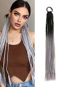 带橡皮筋的彩色辫子接发彩虹编织合成假发马尾辫发饰女孩假发派对角色扮演假发 - 彩色 - 查看 11