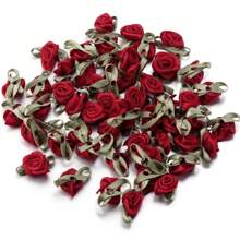 50pcs/Pack Polyester Leaf Rose Bud, Craft Decoration Small Flower, DIY Shoes, Hats, Bags, Clothes, Bridal Bouquet, Headpieces, Brooch Accessory - Multicolor - View 17