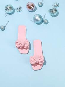 Girls' Casual Bow Decor Flat Slippers