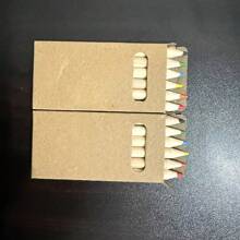 Set de mini creioane colorate de 3,5 inchi/8,8 cm, 6/12 bucăți, în ton natural din lemn, articole de papetărie pentru desen de artă pentru studenți, cadou pentru întoarcere la școală/de vacanță
