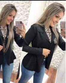 Neopreme Women's Blazer Shell Formal Suit Provides Blazer - màu đen - Xem 2