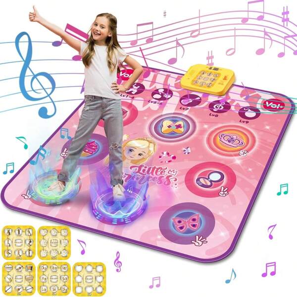 Alfombra de baile para niñas, juguete de baile para niños de 3 a 6 años, alfombra musical de baile con modo de 2 jugadores, 5 modos de juego, regalos de Navidad y cumpleaños de música para niñas y niños de 7 a 9 años
