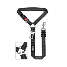 尼龙双狗车载安全带，带可调节弹性缓冲牵引绳，防缠结双宠物车用头枕安全带，适用于两只狗，仅可手洗